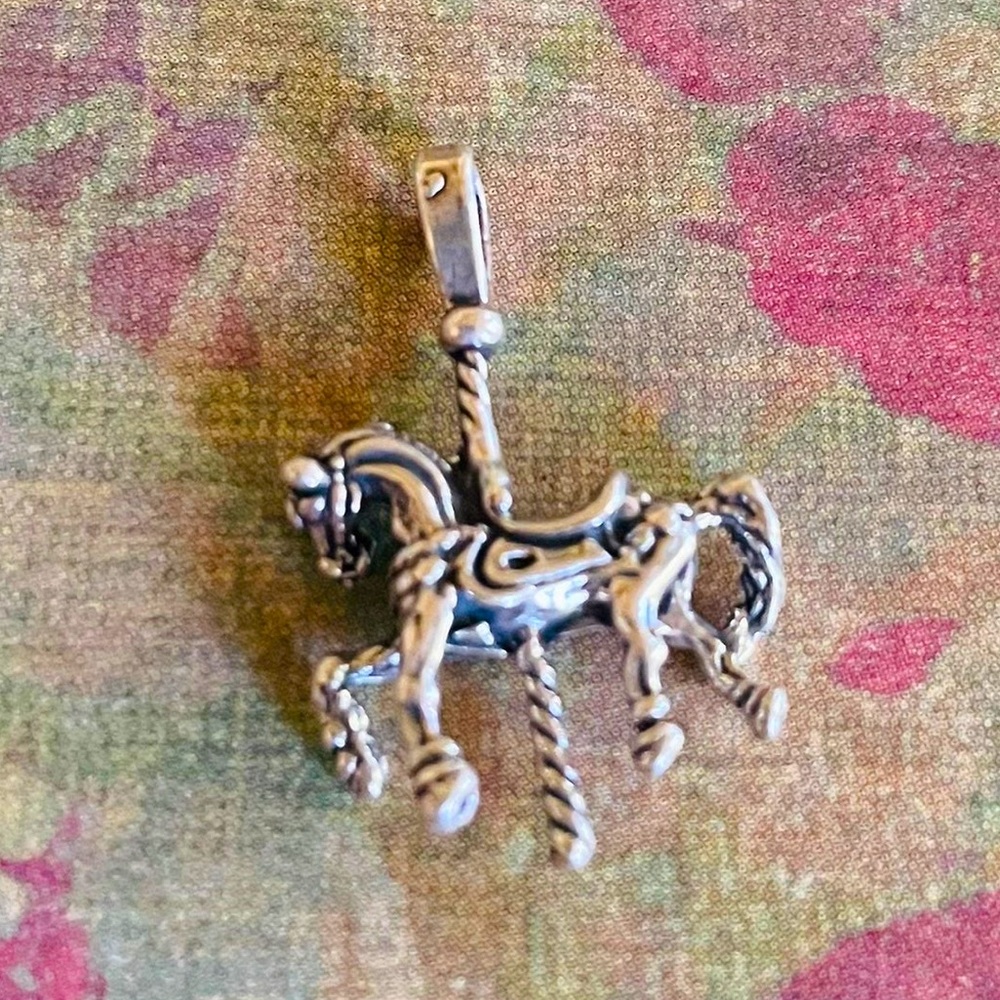 RARE vintage sterling silver carousel horse pendant(FIRM)